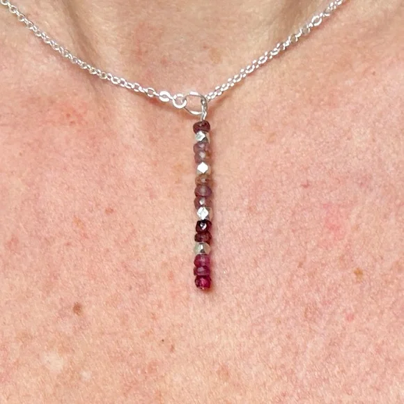 Pink Tourmaline Sterling Silver Y/ Lariat Necklace MADE TO ORDER - Picture 4 of 4